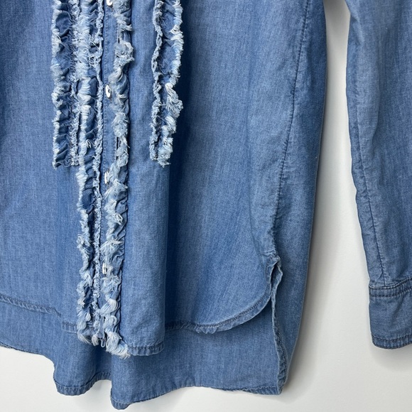 Pilcro by Anthropologie ~  Juno Ruffled Fringe Button Down ~ Size Small - Picture 7 of 13
